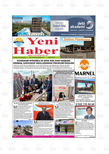 Yeni Haber gazetesi ilk sayfası