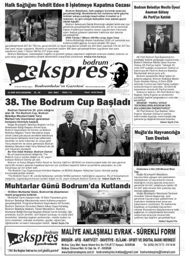 Bodrum Ekspres gazetesi ilk sayfası