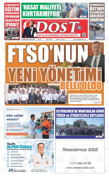 Dost gazetesi ilk sayfası