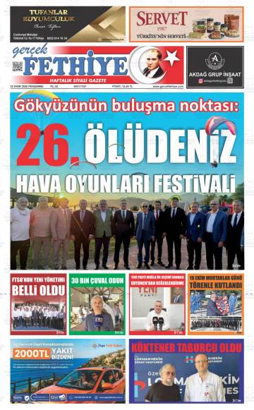 Gerçek Fethiye gazetesi ilk sayfası