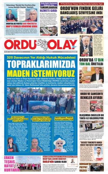 Ordu Olay gazetesi ilk sayfası
