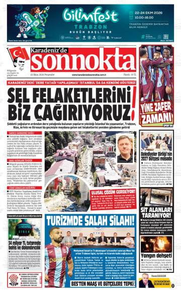 Karadeniz'de Sonnokta gazetesi ilk sayfası