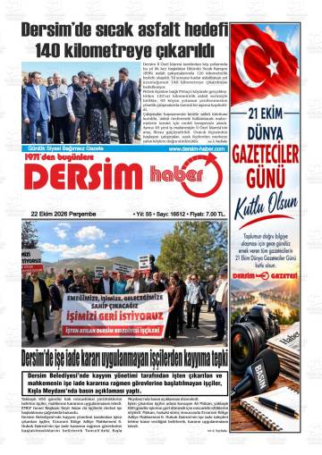 Dersim Haber gazetesi ilk sayfası