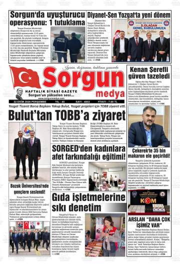 Sorgun Medya gazetesi ilk sayfası