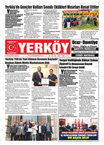 Yerköy gazetesi ilk sayfası