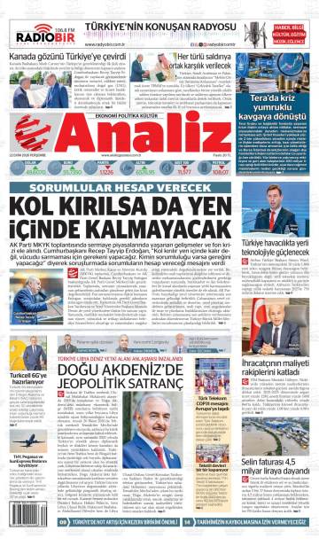 Analiz gazetesi ilk sayfası