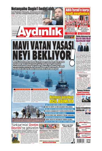 Aydınlık gazetesi ilk sayfası
