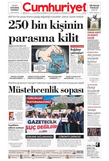 Cumhuriyet gazetesi ilk sayfası