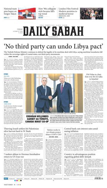 Daıly Sabah gazetesi ilk sayfası