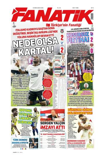 Fanatik gazetesi ilk sayfası