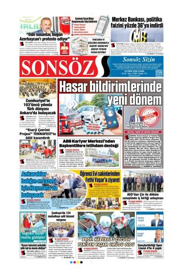 Sonsöz gazetesi ilk sayfası