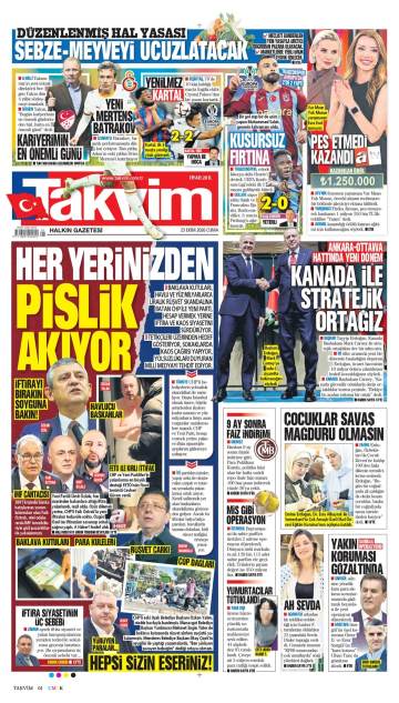Takvim gazetesi ilk sayfası