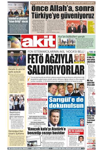 Yeni Akit gazetesi ilk sayfası