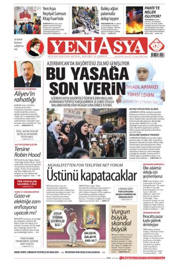Yeni Asya gazetesi ilk sayfası