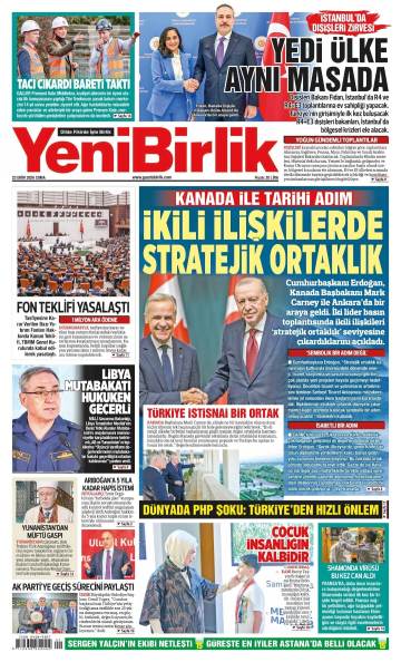 Yeni Birlik gazetesi ilk sayfası
