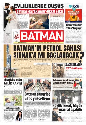 Batman gazetesi ilk sayfası