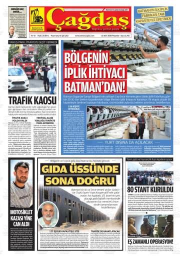 Batman Çağdaş gazetesi ilk sayfası
