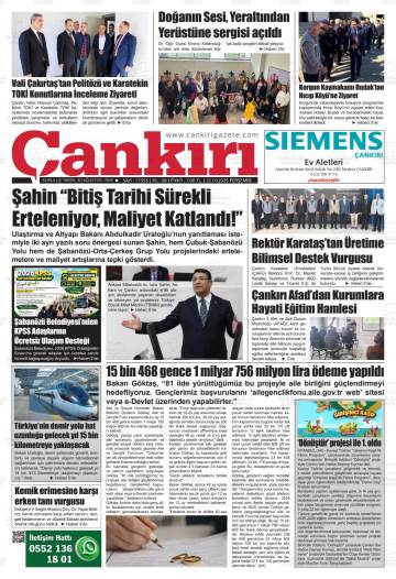 Çankırı gazetesi ilk sayfası