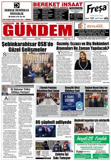 Giresun Gündem gazetesi ilk sayfası