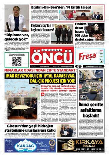 Giresun Öncü gazetesi ilk sayfası