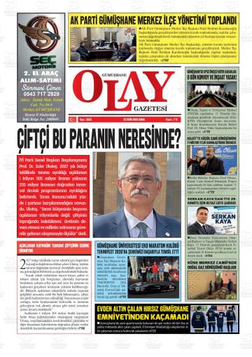 Gümüşhane Olay gazetesi ilk sayfası
