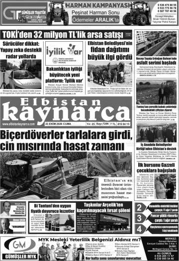Elbistan Kaynarca gazetesi ilk sayfası
