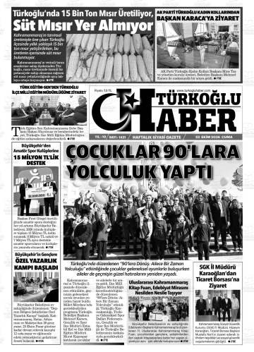 Türkoğlu Haber gazetesi ilk sayfası