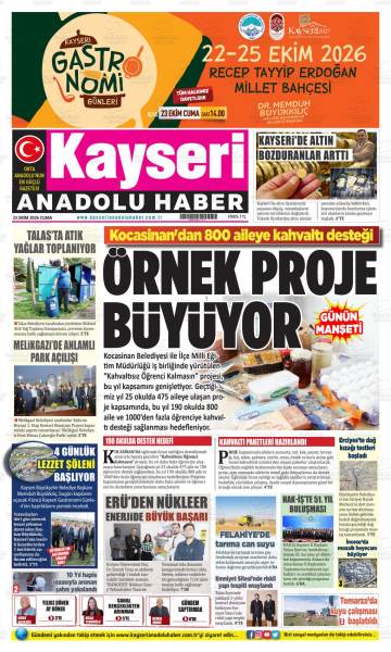 Kayseri Anadolu Haber gazetesi ilk sayfası