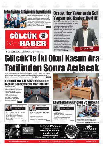 Gölcük Haber gazetesi ilk sayfası