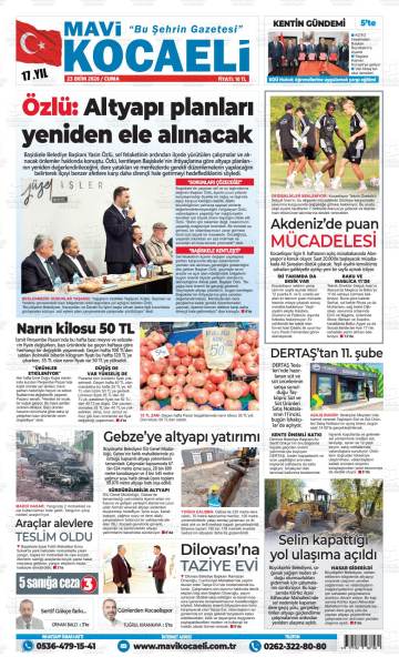 Mavi Kocaeli gazetesi ilk sayfası