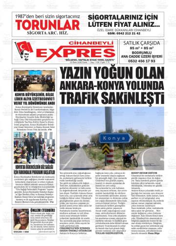 Cihanbeyli Expres gazetesi ilk sayfası