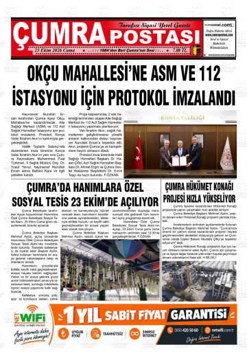 Çumra Postası gazetesi ilk sayfası