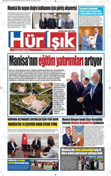 Hür Işık gazetesi ilk sayfası