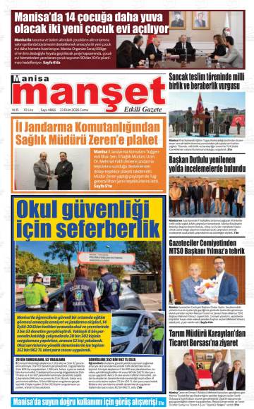 Manisa Manşet gazetesi ilk sayfası