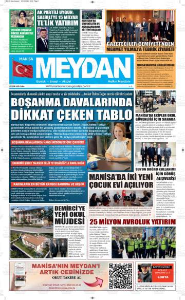Manisa Meydan gazetesi ilk sayfası