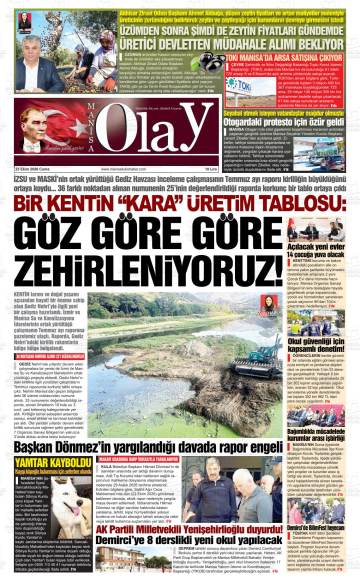 Manisa Olay gazetesi ilk sayfası