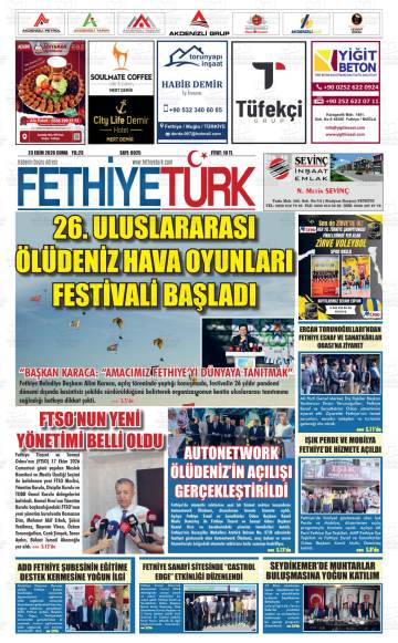 Fethiye Türk gazetesi ilk sayfası