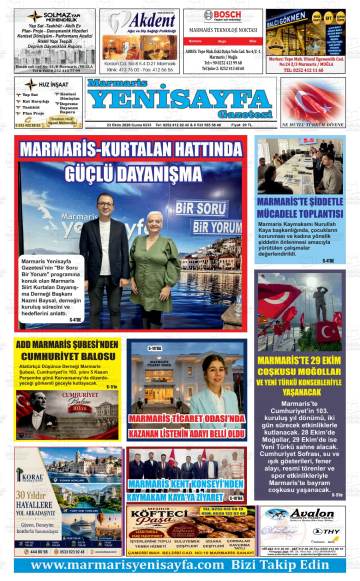 Marmaris Yenisayfa gazetesi ilk sayfası