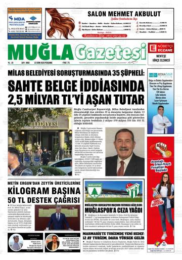 Muğla gazetesi ilk sayfası