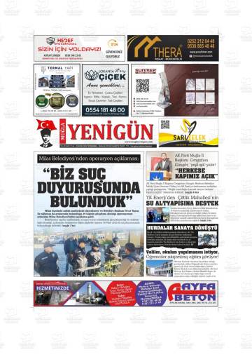Muğla Yenigün gazetesi ilk sayfası