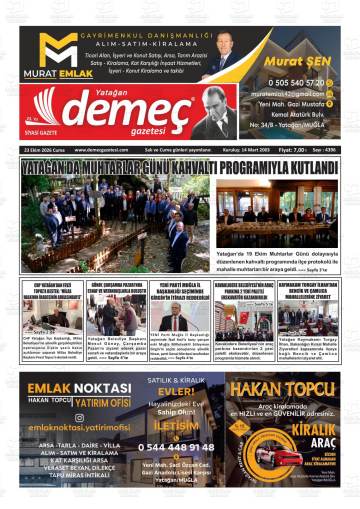 Yatağan Demeç gazetesi ilk sayfası