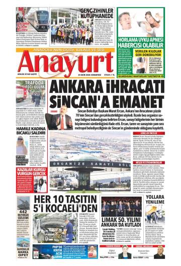 Anayurt gazetesi ilk sayfası