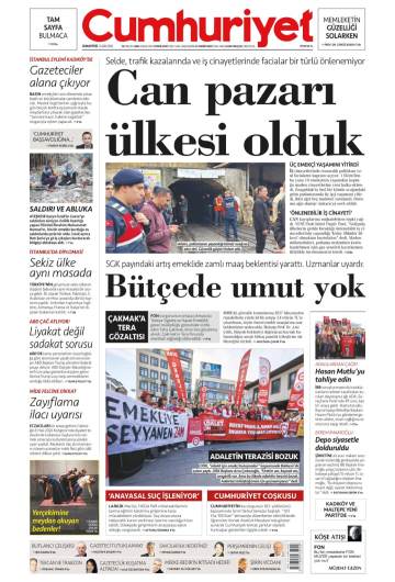 Cumhuriyet gazetesi ilk sayfası