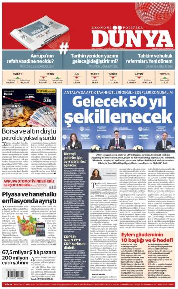 Dünya gazetesi ilk sayfası
