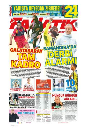 Fanatik gazetesi ilk sayfası
