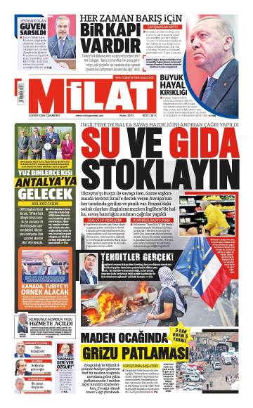 Milat gazetesi ilk sayfası