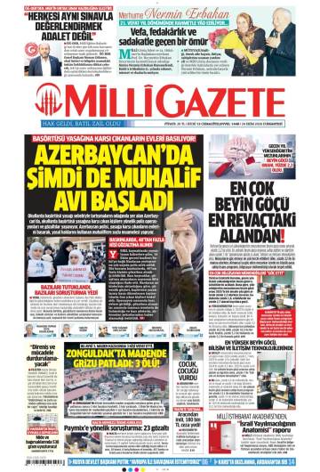 Milli Gazete gazetesi ilk sayfası