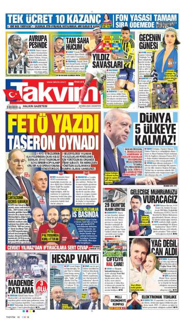 Takvim gazetesi ilk sayfası