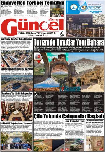 Aksaray Güncel gazetesi ilk sayfası