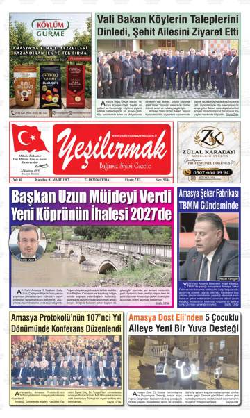 Yeşilırmak gazetesi ilk sayfası